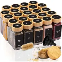 Famanu – Glazen kruidenpotjes – Set van 24 – Met schroefdeksel – Inclusief labels - trechter - borstel en stift – 120 ml