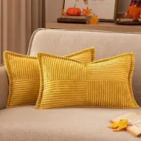 Famanu - Corduroy kussenslopen, herfst, sierkussen, decoratieve kussensloop, 30 x 50 cm, kussenslopen, bankkussens, bankkussens, set van 2...