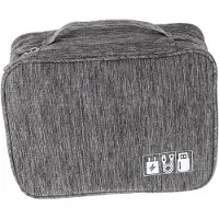 Famanu - Datakabel opbergtas grijs, kabel organizer etui voor reizen, elektronica accessoires tas voor koord, oplader, USB en SD-kaarten