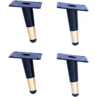 Famanu – Set van 4 taps toelopende metalen meubelpoten 10 cm zwart schuine poten met antislip voor bank kast tafel en bed