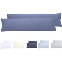 Famanu - Kussenslopen 150x40 cm grijsblauw set 2, extra zachte microvezel, hypoallergeen, bodykussen en lang kussen