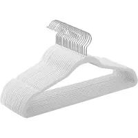 Famanu – Fluwelen hangers - 41,5 cm breed - ruimtebesparend - hoge belastbaarheid - met 360° draaibare haken - voor jassen - overhemden - pakken - zilver en wit