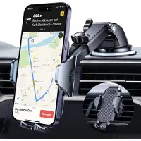 Famanu – Telefoonhouder voor auto met zuignap en ventilatieclip, universele smartphonehouder, volledig draaibaar