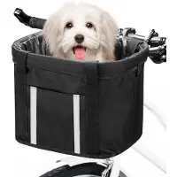 Famanu – Afneembare fietsvoormand met stuuradapter, compacte fietsmand 33 x 22 x 25 cm