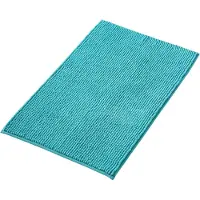 Famanu - Badmat Anti-Slip av soft Chenille | Super absorberend en machinewasbaar | Te combineren als badmat set | Voor de badkamer, douche, bad of als WC mat | Petrol Turkoois – 40x60 cm