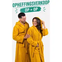 CozyLion Badjas Unisex – Badstof Katoen – Badjas voor Dames & Heren – Met Capuchon en Zakken – Geel