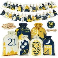 Famanu – Ramadan-kalender 2026 - 30 stuks - stofzakjes - doe-het-zelf ramadandecoratie