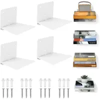 Famanu – Set van 4 onzichtbare zwevende boekenplanken, verborgen metalen wandplanken, stevig design voor slaapkamer en thuiskantoor