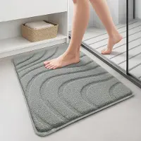 Famanu – Set van 2 Badmat Antislip - Microvezel Badkamer Mat Absorberend - Pluizig & Snel Droog - Machinewasbaar Douchemat - Grijs