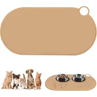 Famanu – Antislip siliconen voermat voor honden en katten, waterdicht en gemakkelijk schoon te maken, 50 x 25 cm, bruin