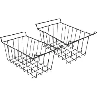 Famanu – Grote metalen draadmand met handvatten, stapelbare pantry en vriezer organizer voor keuken bureau en voorraadkast
