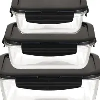 Famanu - Boroseal glazen voedselopslagcontainers met deksels, set van 3 vierkante dozen, oven-, magnetron- en vriezerbestendig, 160 ml, 380 ml, 630 ml
