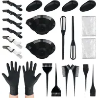 Famanu - 24-delige haarverfset met kleurkommen, borstels en handschoenen, complete tintkit – Zwart