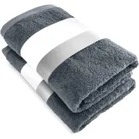 Famanu – Douchehanddoeken set van 2, 70 x 140 cm, 100% katoen, luxe kwaliteit, antraciet