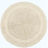 Famanu – Set van 1 stuk ronde badkamermat 100% katoen extra zacht absorberend antislip 80 cm crème