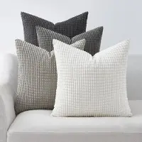 Famanu – Corduroy ribfluweel kussenhoezen set van 4 (45x45 cm) – kleurverloop donkergrijs – superzacht geribbeld ribfluweel – woonkamer/slaapkamer