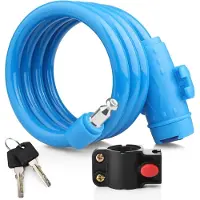 Famanu Fietskabelslot, Zeer Veilig Heavy Duty 12mm Dik Fietsslot met 2 Sleutels, Het Beste voor Fietsen, Motorfietsen, Scooters, Kinderwagens, Skateboards, Ladders en Poorten - 120cm Blauw