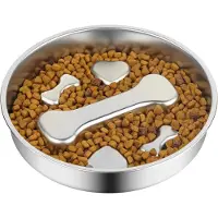 Famanu – Langzaam Eetbak 2 Kopjes 304 Roestvrijstaal Honden Langzaam Eetbak Voerbak - Metalen Antislip Likbak - Puppy of Kat Voerbak - Huisdier Accessoires - Puzzel