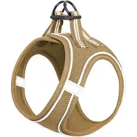 Famanu – Hondentuig Puppies Kleine en Middelgrote Hond Step-in Zacht Mesh Harnas Reflecterend Lichtgewicht Ademend Zichtbaar in het Donker Harnas - Comfort voor Wandelen Training - Bruin - 2XS