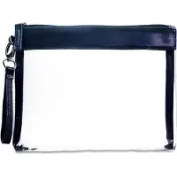 Famanu - Transparante toilettas 1l cosmetictas toilettas doorzichtig vloeistoffen reisset handbagage vliegtuig vlucht reis set handbagage zak rits reistas tas rits waszak (Blauw)