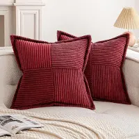 Famanu – Kerst corduroy ribfluweel kussenhoezen set van 2 (40x40 cm) – zachte sierkussenhoezen – wijnrood/bordeaux