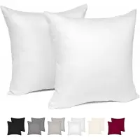 Famanu - Kussenslopen 45x45 cm wit set 2, 100% katoen decoratief, zachte kussenhoezen voor bank auto slaapkamer