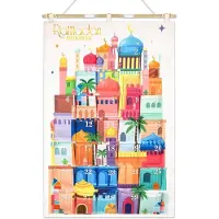 Famanu – Ramadan adventskalender -Ramadan Mubarak herbruikbare stof adventskalender 30 zakken Ramadan kalender Ramadan aftellen opknoping kalender