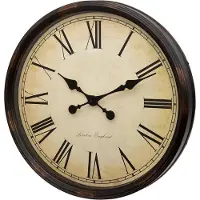 Markenlos - Grand Centraal Station Extra Grote 50cm / 20-Inch Wandklok in Crème (Zwart)