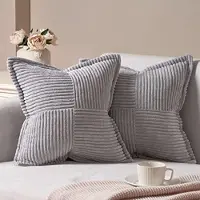 Famanu - Kussenhoezen 45x45 cm grijs set 2, moderne decoratieve bankkussens, herfst stijl, zachte sierkussens