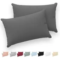 Famanu - Kussenslopen 40x70 set van 2 – 100% Katoen Jersey – Antraciet – Oeko-Tex gecertificeerd