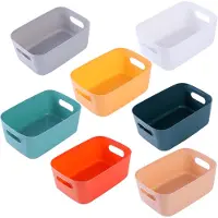Famanu – Set van 7 kunststof opbergmanden met handgrepen – Open opbergbakken voor keuken, badkamer en