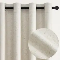 Famanu – 100% verduisterende gordijnen - crème - linnenlook - ondoorzichtig - set van 2 panelen - 140 x 260 cm - voor woonkamer - slaapkamer