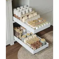 Famanu – Telescopische lade set van 2 – Uittrekbare kast organizer – Verstelbare diepte – Zonder boren – Wit