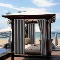 Famanu - Outdoorgordijnen, waterafstotend, uv-bescherming, ingestanste ringen, winddicht, ondoorzichtig, voor binnen en buiten, voor tuin, binnenplaats, balkon, 1 stuks, 132 x 240 cm