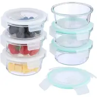 Famanu - Set van 3 hittebestendige glazen containers met deksel, voedselcontainer van robuust glas, opbergcontainer, vriesdoos, vershouddoos (rond set van 3)