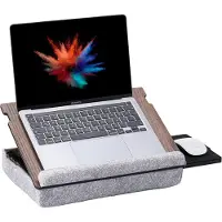 Famanu - Houten laptoplade – verstelbaar,, met muismatlade – walnootkleur