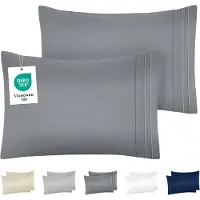 Famanu – kussensloop 50 x 70 set van 2 in Oeko - Tex gecertificeerde geborstelde microvezel - zachte kussenhoes met geborduurde patronen - antraciet