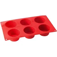 Famanu - Muffinvorm gemaakt van siliconen 6 cups flexxibel, siliconen mal voor muffins, vorm van hoogwaardig platina siliconen met anti-aanbakeigenschappen (kleur: rood)