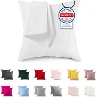 Famanu – Set van 2 kussenslopen - 40 x 40 cm - 100% katoen - wit - hoofdkussensloop met ritssluiting - super zachte en anti - allergische kussensloop