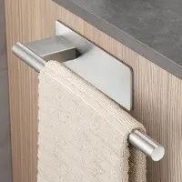 Famanu - Handdoekhouder, zonder boren, 304 roestvrij staal, zelfklevend, wandrek, handdoekstang, wandmontage, voor badkamer