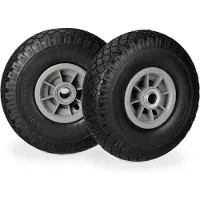 Famanu - Set van 2 steekwagenwielen, massief rubber 260x85 mm, draagkracht 80 kg, as 20 mm