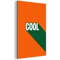 MuchoWow Aluminium schilderij 80x120 cm - Wanddecoratie metaal - Cool - Oranje - Groen - Metalen muurdecoratie woonkamer - Decoratie industrieel - Foto op dibond - Industriële accessoires slaapkamer
