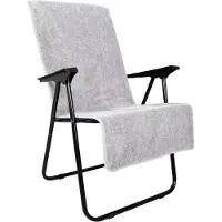 Markenlos Badstofhoezen voor tuinmeubels, 100% katoen, geschikt voor campingstoelen en ligstoelen met een hoge rugleuning (65x130 cm, grijs)