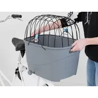 Famanu – Fietsmand voor bagagedrager met kunststof draadkoepel, ruime transportmand 46 x 36 x 47 cm, grijs