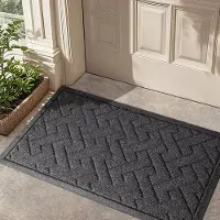Famanu Deurmat 60 x 90 cm, Absorberende Binnen Buiten Voordeur Mat, Modder- en Vuilafstotende Buitenmatten, Antislip Achterkant Laag Profiel Entree Vloer Mat, Grijs