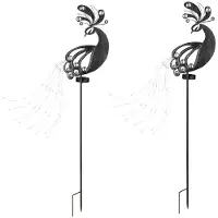 Globo Solar plug tuin insteeklamp solar lamp voor buiten tuindecoratie pauw design, metaal kunststof, LED 3000K, LxBxH 17,5x4,5x88 cm, set van 2