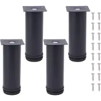 Famanu – 4 stuks verstelbare metalen meubelpoten roestvrij staal 15 cm hoog zwart voor bureau bank en kast