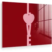 MuchoWow Glasschilderij 120x90 cm - Schilderij acrylglas - Love - Rood - Blokletters - Foto op glas - Muurdecoratie woonkamer - Wanddecoratie slaapkamer - Schilderijen