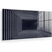 MuchoWow Glasschilderij 120x60 cm - Schilderij acrylglas - Lijnen - Hypnotiserend - Zwart - Foto op glas - Muurdecoratie woonkamer - Wanddecoratie slaapkamer - Schilderijen