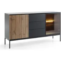 NADUVI Collection Ladekast Tiana 2-deurs met verlichting | hout zwart 154x83x39 cm dressoirs | NADUVI